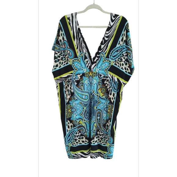 Multi Color Plunge Neckline/Back Dress Size 3X - Picture 1 of 5